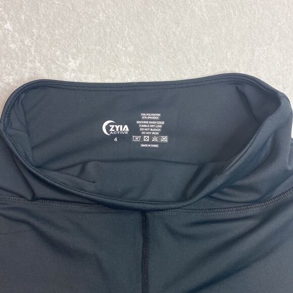 Zyia Black with Yellow and White strips on one leg Leggings Size 4 - Picture 5 of 6